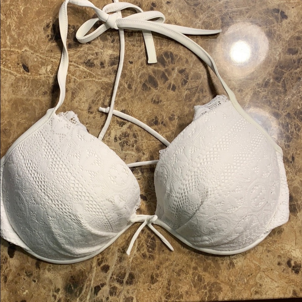 Victoria's Secret White Halter Bikini Push Up Top